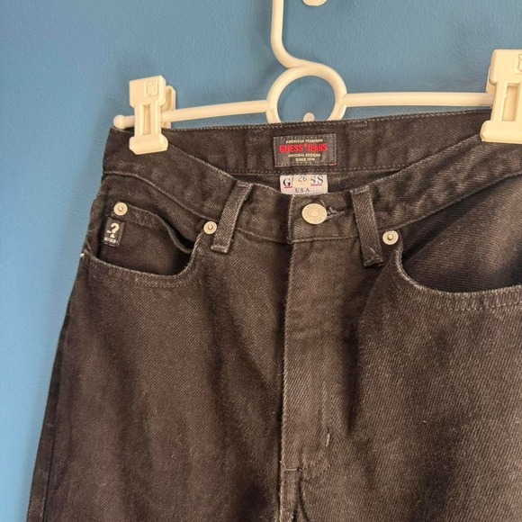 Vintage 90s Guess Jeans Women's Size 26 Denim Black Cotton Mid Rise‎ Grunge - Picture 2 of 8